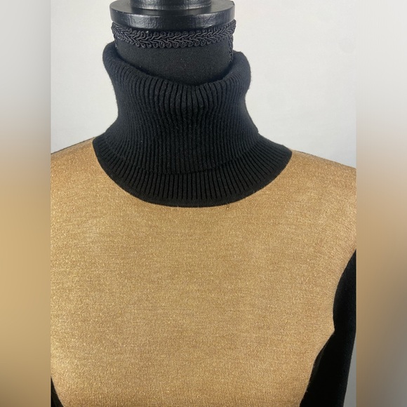 Turtleneck Sweater Colorblock The Limited Medium Longsleeve black and tan - Picture 6 of 12